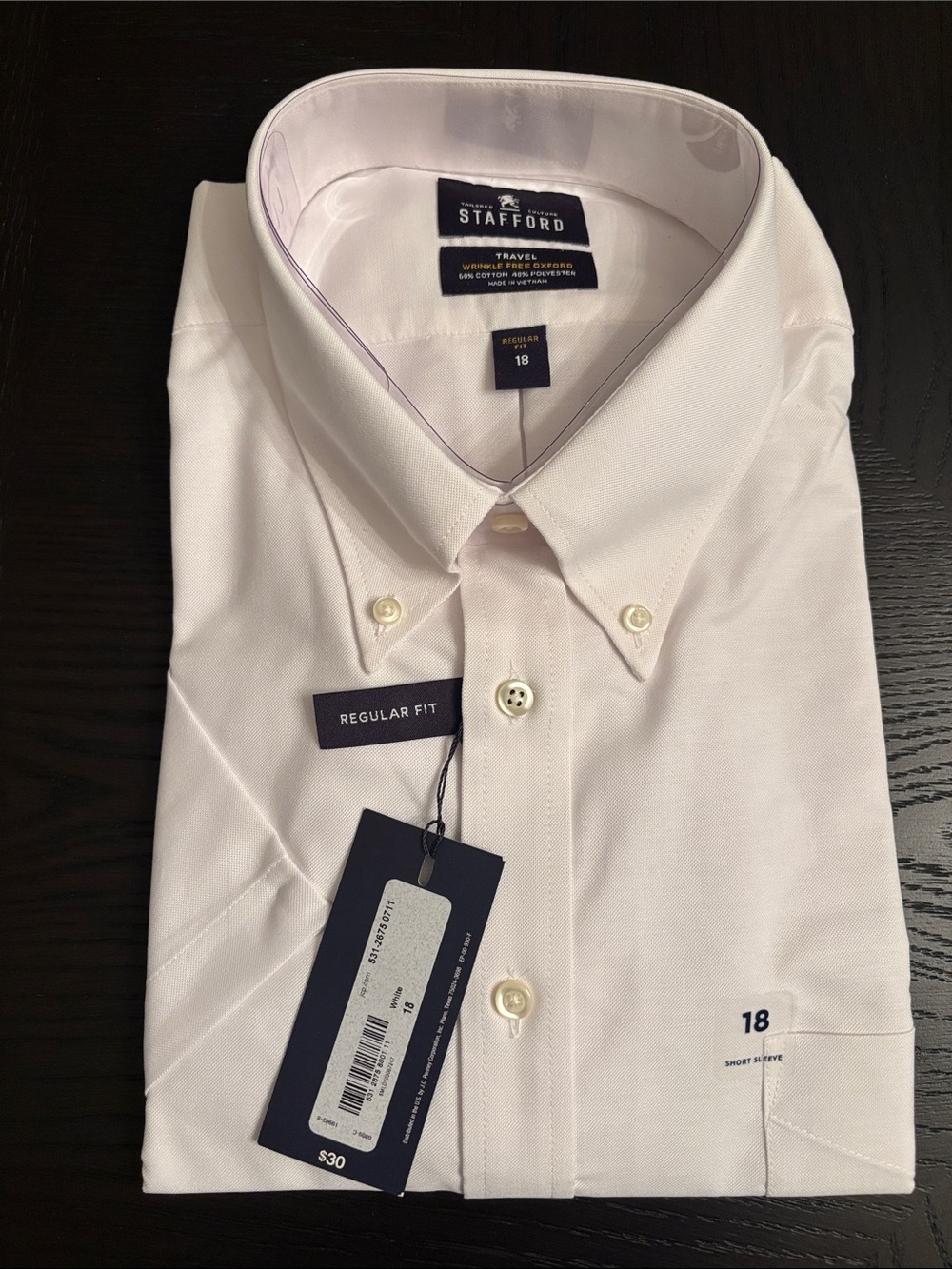 Stafford Men's Short Sleeve Dress Shirt - White